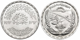 Egypt. 1 pound. 1393 H (1973). (Km-439). Ag. 24,75 g. Mint state. Est...30,00. 

Spanish description: Egipto. 1 pound. 1393 H (1973). (Km-439). Ag. ...