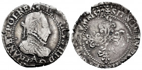 France. Henry III. 1/4 franc au col. 1554. Paris. A. (Duplessy-1132). Ag. 3,51 g. Almost VF. Est...35,00. 

Spanish description: Francia. Henry III....
