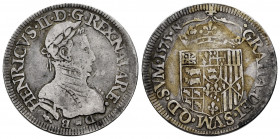 France. Henri III of Navarra, II of Béarn (1572-1589). 1 teston. 1575. Pau. (Duplessy-1318). Ag. 9,41 g. Almost VF. Est...170,00. 

Spanish descript...
