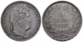 France. Louis Philippe I. 5 francs. 1837. Lille. W. (Km-749.13). (Gad-678). Ag. 24,84 g. Minor nicks on edge. Toned. Almost XF. Est...75,00. 

Spani...