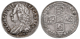 Great Britain. George II. 6 pence. 1746. Lima. (Km-582.3). Ag. 3,02 g. Lightly toned. Scarce. Choice VF. Est...190,00. 

Spanish description: Gran B...