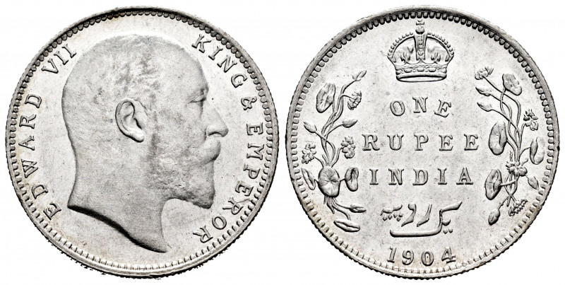 British India. Edward VII. 1 rupee. 1904. (Km-508). Ag. 11,67 g. It retains some...