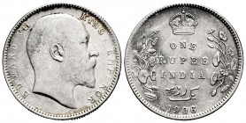 British India. Edward VII. 1 rupee. 1906. Calcutta. (Km-524). Ag. 11,70 g. VF/Choice VF. Est...25,00. 

Spanish description: India Británica. Edward...