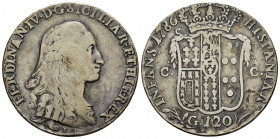 Italy. Ferdinand IV. 120 grana. 1786. Nápoli and Sicily. BP. (Vti-284). (Km-198). Ag. 23,41 g. Almost VF. Est...80,00. 

Spanish description: Italia...