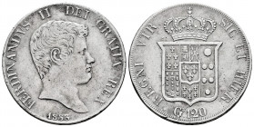 Italy. Kingdom of the two Sicilies. Ferdinando II. Piastra (120 grana). 1833. Sicilia. (Km-309). (Pagani-192). (Mont-744). Ag. 27,23 g. VF. Est...60,0...