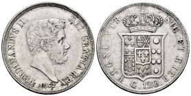 Italy. Kingdom of the two Sicilies. Ferdinando II. Piastra (120 grana). 1842. Sicilia. (Gig-68). (Pagani-203). Ag. 27,49 g. Nicks on edge. Almost VF/V...
