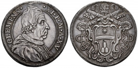 Italy. Papal States. Clemente XI. 1 piastra. (1700-1721) Anno XV. (Dav-1447). (Cni-195). (Berman-2385). Ag. 31,78 g. Traces of welding on edge. Scarce...