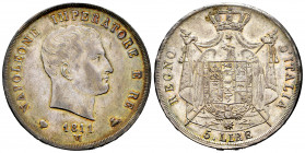 Italy. Napoleón I. 5 lire. 1811. Milano. (Mir-490/4). (Km-10.4). Ag. 24,94 g. Wonderful toned. Slight old cabinet tone. Almost XF. Est...250,00. 

S...