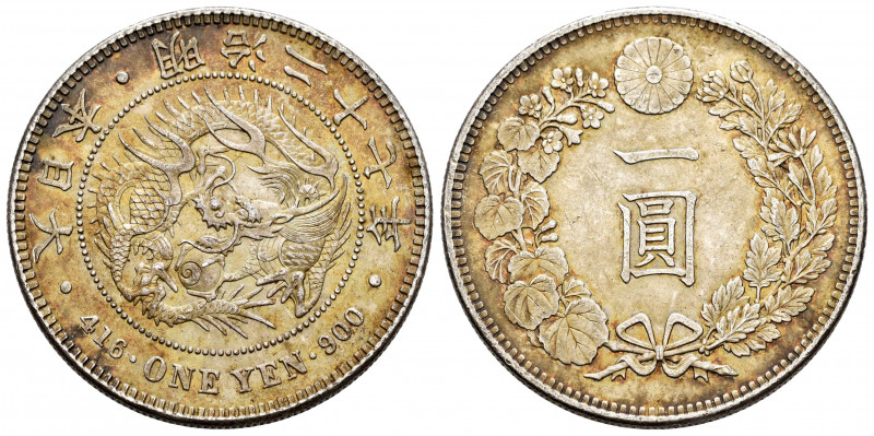 Japan. Mutsuhito. 1 yen. 1894 (Año 27). (Km-Y.A25.3). Ag. 26,94 g. Gorgeous old ...