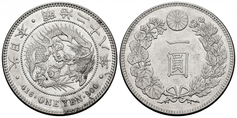 Japan. Mutsuhito. 1 yen. 1895 (año 28). (Km-Y.A25.3). Ag. 26,82 g. Almost XF/XF....