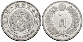 Japan. Mutsuhito. 1 yen. 1896 (año 29). (Km-Y.A25.3). Ag. 26,73 g. XF/AU. Est...100,00. 

Spanish description: Japón. Mutsuhito. 1 yen. 1896 (año 29...
