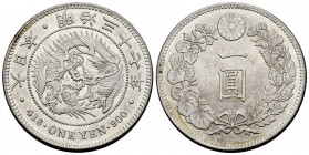 Japan. Mutsuhito. 1 yen. 1904 (año 37). (Km-Y.A25.3). Ag. 26,77 g. XF/AU. Est...100,00. 

Spanish description: Japón. Mutsuhito. 1 yen. 1904 (año 37...