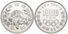 Japan. Hirohito. 1000 yen. 1964. (Km-80). Ag. 20,00 g. Olimpics Games. Almost MS. Est...30,00. 

Spanish description: Japón. Hirohito. 1000 yen. 196...
