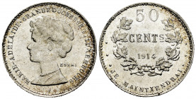 Luxemburg. 50 cents. 1914. Brussels. ESSAI. (Km-E26). Ag. 2,18 g. Rare. Mint state. Est...120,00. 

Spanish description: Luxemburgo. 50 cents. 1914....