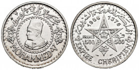 Morocoo. Mohamad V. 500 francs. 1956 (1376 H). (Km-Y54). Ag. 22,56 g. Original luster. Almost MS. Est...35,00. 

Spanish description: Marruecos. Moh...