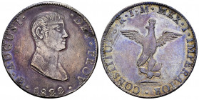 Mexico. Agustín de Iturbide. 8 reales. 1822. México. JM. (Km-304). Ag. 26,89 g. Minor striking error on obverse. Toned. Rare. Choice VF. Est...350,00....
