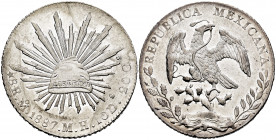 Mexico. 8 reales. 1887. México. MH. (Km-377.10). Ag. 26,93 g. Most of original luster. AU. Est...90,00. 

Spanish description: México. 8 reales. 188...