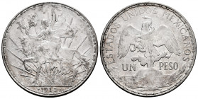 Mexico. 1 peso. 1910. (Km-453). Ag. 27,01 g. Minor hairlines. Almost XF. Est...75,00. 

Spanish description: México. 1 peso. 1910. (Km-453). Ag. 27,...