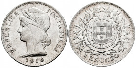 Portugal. 1 escudo. 1916. (Km-564). (Gomes-23.02). Ag. 25,02 g. Almost MS. Est...45,00. 

Spanish description: Portugal. 1 escudo. 1916. (Km-564). (...