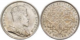 Straits Settlements. Edward VII. 1 dollar. 1903. Mumbai. (Km-45). Ag. 26,91 g. XF. Est...120,00. 

Spanish description: Straits Settlements. Edward ...