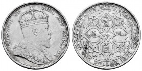 Straits Settlements. Edward VII. 1 dollar. 1904 B. (Km-25). Ag. 27,01 g. VF/Choice VF. Est...110,00. 

Spanish description: Straits Settlements. Edw...
