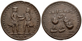 Great Britain. Vernon Admiral. Medal. 1741. Cartagena de Indias. (AC-CAvo3D). Anv.: Full standing portraits of Ogle and Vernon facing each other, lege...