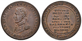 Great Britain. Medal. 1812. (Wurzb-9263). Ae. 8,53 g. Sitio de Ciudad Rodrigo en la provincia de Salamanca. Grabador: Wellington. 27 mm. VF. Est...25,...