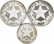 Cuba. Lot of 3 Cuban silver pieces, 1 of 40 centavos 1915 and 2 of 1 peso 1933. TO EXAMINE. Almost VF/Choice VF. Est...60,00. 

Spanish description:...
