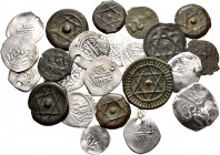 Morocoo. Lot of 25 Moroccan coins, 10 copper and 15 silver, all silver with holes. TO EXAMINE. F/Choice F. Est...100,00. 

Spanish description: Marr...