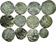 Portugal. Lot of 12 medieval Portuguese coins, one with holes. TO EXAMINE. Choice F/VF. Est...60,00. 

Spanish description: Portugal. Lote de 12 pie...