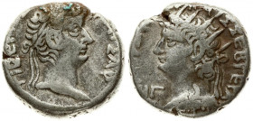Roman Empire Egypt 1 Tetradrachm Nero with Tiberius(54-68 AD). Of Alexandria. Averse: Radiate head of Nero left . Reverse: Laureate head of Tiberius r...