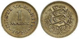 Estonia 1 Mark 1926 Averse: National arms within wreath. Reverse: Denomination. Nickel-Bronze. KM 5
