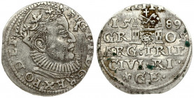 Latvia 3 Groszy 1589 Riga. Sigismund III Vasa(1587-1632). Averse: Crowned bust right. Reverse: Value and coat of arms over the city sign. Silver. Iger...