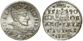 Latvia 3 Groszy 1590 Riga Sigismund III Vasa(1587-1632). Averse: Crowned bust right. Reverse: Value and coat of arms over the city sign. Silver. Iger ...