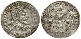 Latvia 3 Groszy 1590 Riga. Sigismund III Vasa(1587-1632). Averse: Crowned bust right. Reverse: Value and coat of arms over the city sign. Silver. Iger...