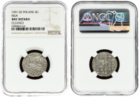 Latvia 3 Groszy 1591 Riga Sigismund III Vasa(1587-1632). Averse: Crowned bust right. Reverse: Value and coat of arms over the city sign. Silver. Iger ...