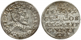 Latvia 3 Groszy 1592 Riga. Sigismund III Vasa(1587-1632). Averse: Crowned bust right. Reverse: Value and coat of arms over the city sign. Silver. Iger...