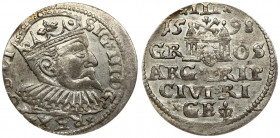 Latvia 3 Groszy 1598 Riga. Sigismund III Vasa(1587-1632). Averse: Crowned bust right. Reverse: Value and coat of arms over the city sign. Silver. Iger...