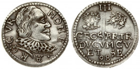 Latvia Courland 3 Groszy 1598 Mitau. Wilhelm Kettler(1587-1616). Averse: Bust facing right surrounded by legend. Lettering: MONE · ARG · CVR ·. Revers...