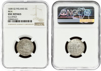 Latvia 3 Groszy 1600 Riga Sigismund III Vasa(1587-1632). Averse: Crowned bust right. Reverse: Value and coat of arms over the city sign. Silver. Iger ...