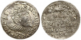 Latvia 3 Groszy 1600 Riga. Sigismund III Vasa(1587-1632). Averse: Crowned bust right. Reverse: Value and coat of arms over the city sign. Silver. Iger...