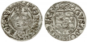 Poland Elbing 1/24 Thaler 1632. Gustavus Adolphus (611-1632). Averse: Crowned arms in inner circle. Reverse: Orb with value within divides date in inn...