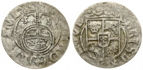 Poland Elbing 1/24 Thaler 1635. Christina (1632-1654). Averse: Crowned arms in inner circle. Reverse: Orb with value within divides date in inner circ...