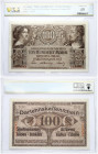 Lithuania Germany 100 Mark 1918 Kaunas Banknote. State Loan Bank East - Kowno (Kaunas). Pick# R133 Ros. 470 1918 100 Mark Occupation of Lithuania WWI ...