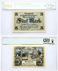Lithuania MEMEL 5 Mark 1922 Banknote. French Administration Chamber of Commerce. Pick # 4b. Ros. 849b 5 Mark S/N 315791. Printer: Gebruder Parcus; Mun...