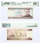 Lithuania 20 Litu 1993 Banknote. Repacement / Star Pick#57a* RF2 1993 20 Litu - Printer: USBC S/N *N0469306 - Wmk: Vytis. PMG 55 About Uncirculated