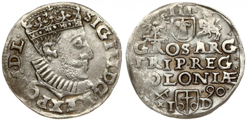 Poland 3 Groszy 1590 Poznan. Sigismund III Vasa (1587-1632). Crown coins. Averse...