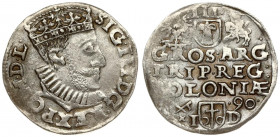 Poland 3 Groszy 1590 Poznan. Sigismund III Vasa (1587-1632). Crown coins. Averse: Crowned bust right. Reverse: Value; divided date; symbols and two-li...
