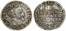 Poland 3 Groszy 1592 Poznan. Sigismund III Vasa (1587-1632). Crown coins. Averse: Crowned bust right. Reverse: Value; divided date; symbols and two-li...