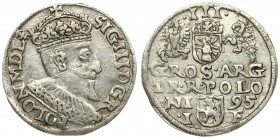 Poland 3 Groszy 1595 Olkusz. Sigismund III Vasa (1587-1632). Averse: Crowned bust. Reverse: Value and armorial above legend; date and mintmaster below...